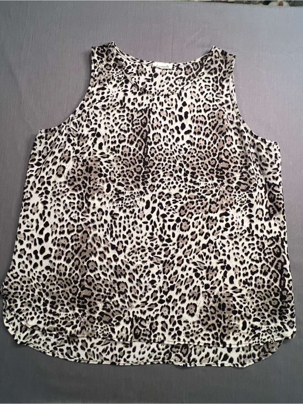 Loveappella Leopard Print Tank Top - Cream and Black